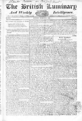 cover page of British Luminary published on March 19, 1820