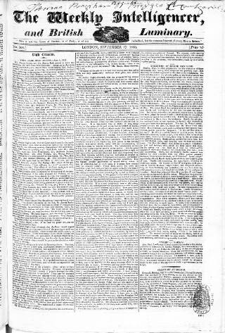 cover page of British Luminary published on September 17, 1820