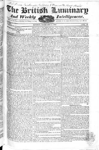 cover page of British Luminary published on February 2, 1823