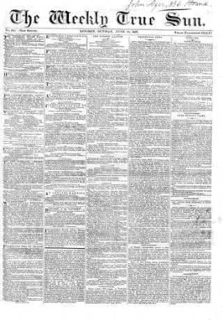 cover page of Weekly True Sun published on June 18, 1837