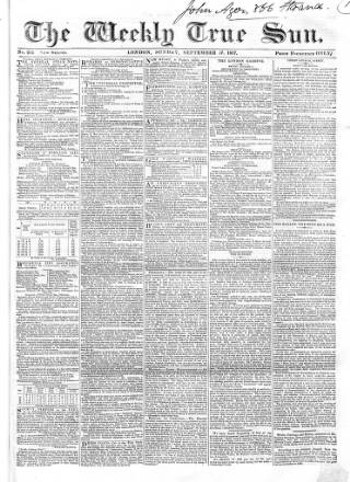 cover page of Weekly True Sun published on September 17, 1837