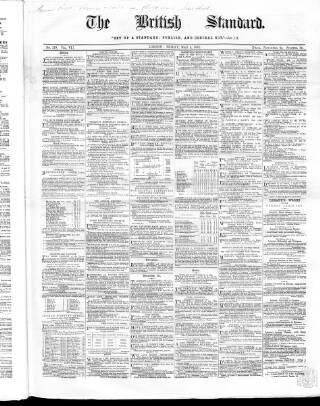 cover page of British Standard published on May 2, 1862