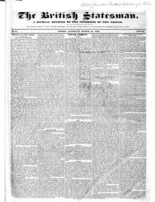 cover page of British Statesman published on March 19, 1842