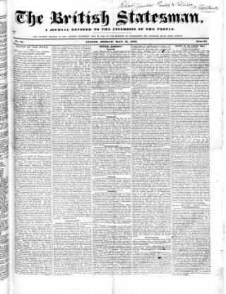 cover page of British Statesman published on May 15, 1842