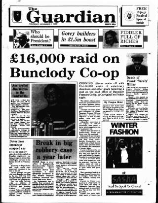 cover page of Enniscorthy Guardian published on November 2, 1989