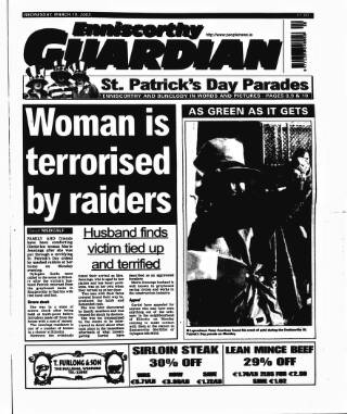 cover page of Enniscorthy Guardian published on March 19, 2003