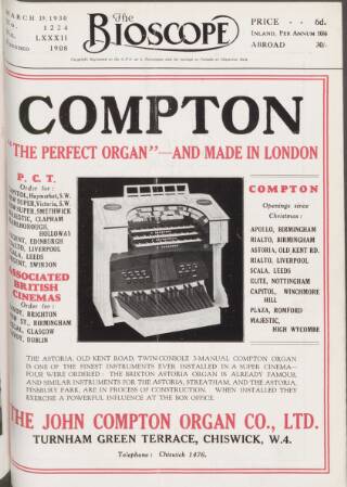 cover page of The Bioscope published on March 19, 1930