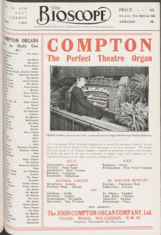 cover page of The Bioscope published on June 18, 1930