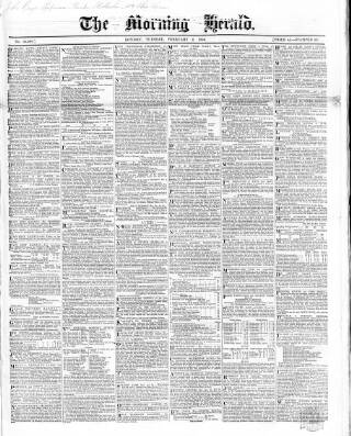 cover page of Morning Herald (London) published on February 2, 1858