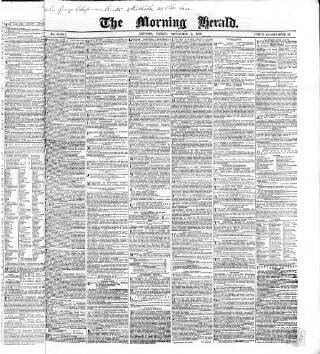cover page of Morning Herald (London) published on November 2, 1860