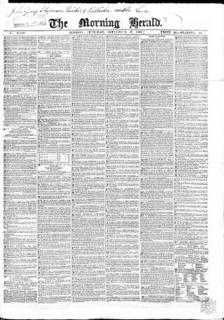 cover page of Morning Herald (London) published on September 17, 1868