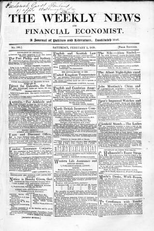cover page of Douglas Jerrold's Weekly Newspaper published on February 2, 1850