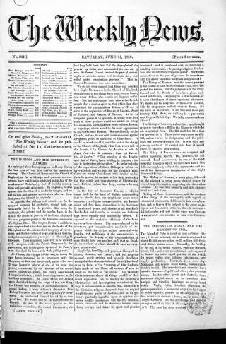 cover page of Douglas Jerrold's Weekly Newspaper published on June 15, 1850