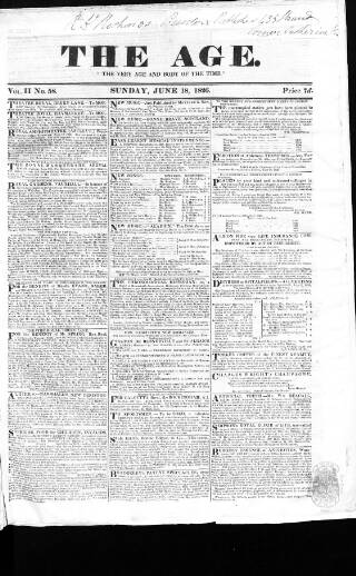 cover page of Age (London) published on June 18, 1826