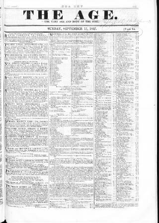 cover page of Age (London) published on September 17, 1837