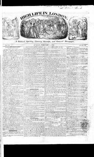 cover page of High Life in London published on February 3, 1828