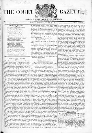 cover page of Court Gazette and Fashionable Guide published on March 27, 1841