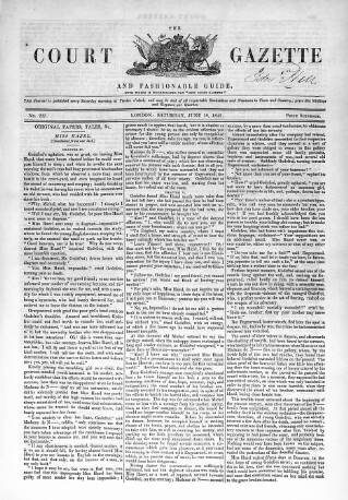 cover page of New Court Gazette published on June 18, 1842