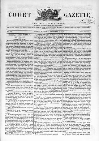 cover page of New Court Gazette published on September 17, 1842