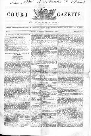 cover page of New Court Gazette published on November 2, 1844