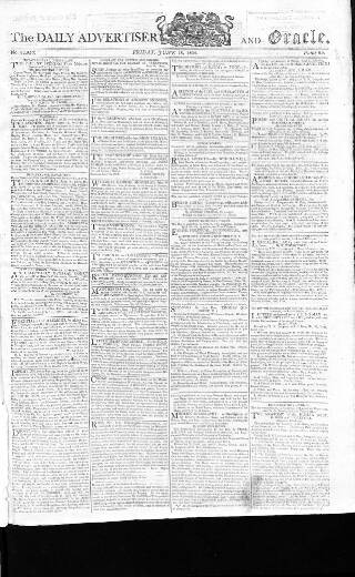 cover page of Oracle and the Daily Advertiser published on June 18, 1802