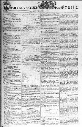 cover page of Oracle and the Daily Advertiser published on February 2, 1804