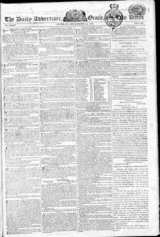 cover page of Oracle and the Daily Advertiser published on December 14, 1807