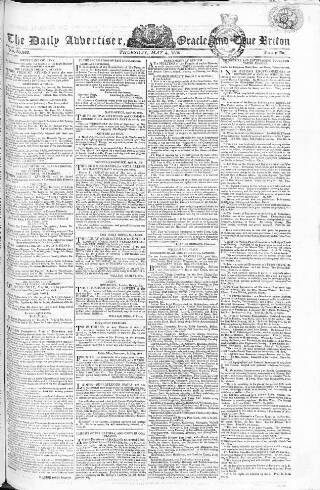 cover page of Oracle and the Daily Advertiser published on May 4, 1809
