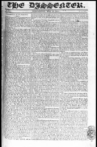 cover page of Dissenter published on May 13, 1812