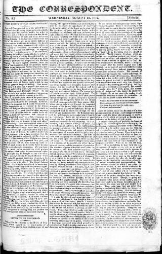 cover page of Dissenter published on August 19, 1812