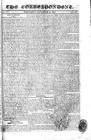 cover page of Dissenter published on September 23, 1812