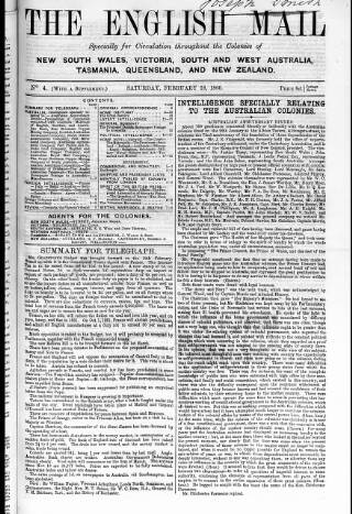 cover page of English Mail published on February 18, 1860