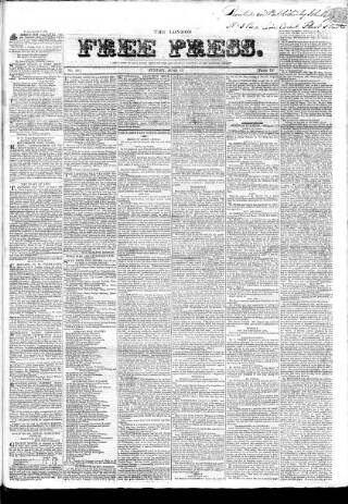 cover page of London Free Press published on June 17, 1827