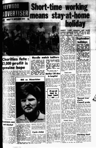 cover page of Heywood Advertiser published on September 17, 1971