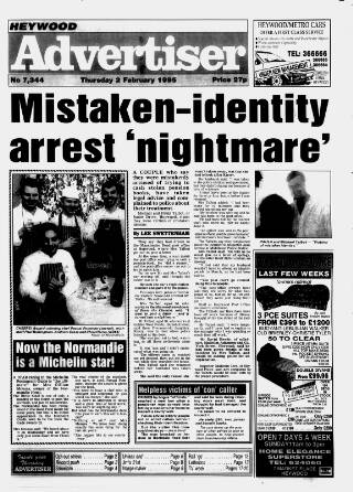 cover page of Heywood Advertiser published on February 2, 1995