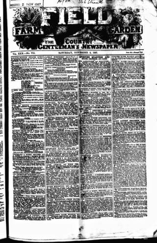 cover page of Field published on November 2, 1867