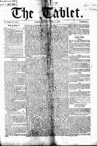 cover page of Tablet published on May 4, 1867