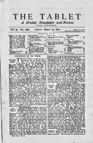cover page of Tablet published on March 19, 1870
