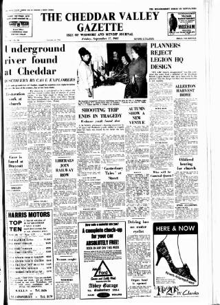 cover page of Cheddar Valley Gazette published on September 17, 1965