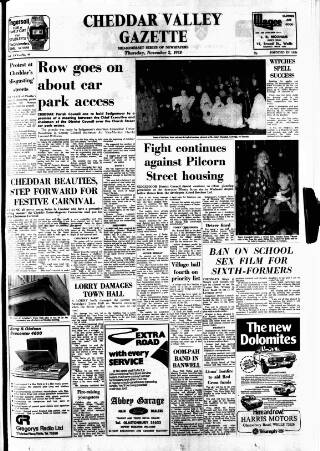 cover page of Cheddar Valley Gazette published on November 2, 1978