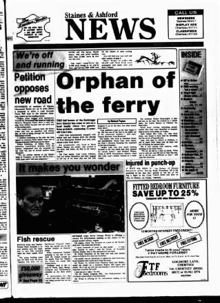 cover page of Staines & Ashford News published on March 19, 1987