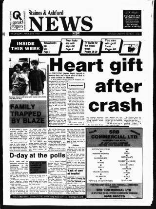 cover page of Staines & Ashford News published on May 2, 1991