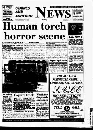 cover page of Staines & Ashford News published on May 4, 1995