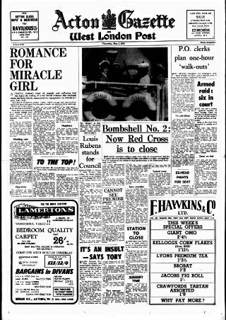 cover page of Acton Gazette published on May 2, 1968