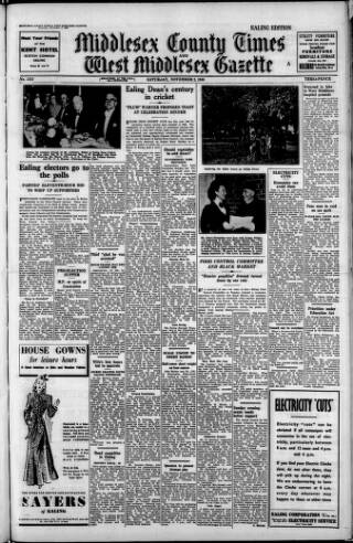 cover page of Middlesex County Times published on November 2, 1946