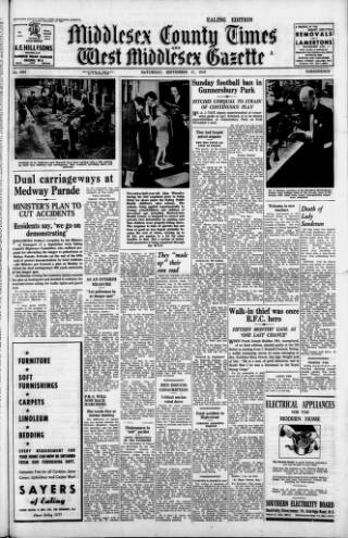 cover page of Middlesex County Times published on September 17, 1949