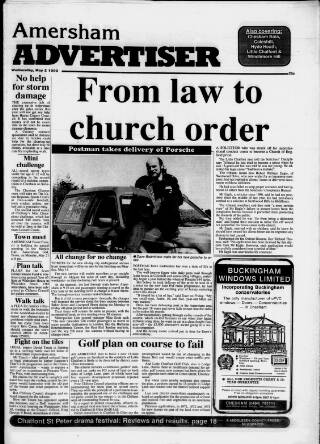 cover page of Amersham Advertiser published on May 2, 1990