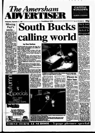 cover page of Amersham Advertiser published on September 17, 1997