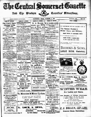 cover page of Central Somerset Gazette published on November 2, 1928