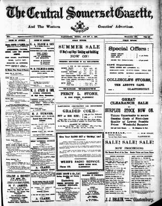 cover page of Central Somerset Gazette published on August 2, 1935